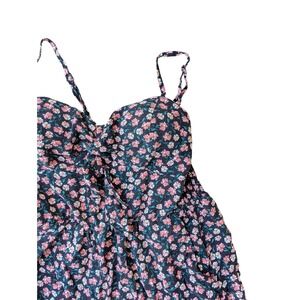 A.U.W Womens Romper Sleeveless floral Sweetheart Neck Line wide leg Jumpsuit M